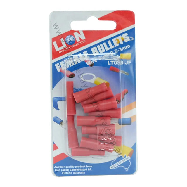 Packaged electrical wire connectors with Lion branding on a white background