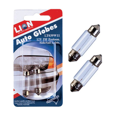 Car light bulb packaging with two bulbs on a white background