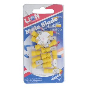 Packaged lion brand nail blades with a blue and red label on a white background