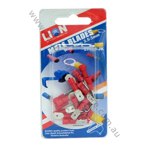 Packaged lion brand knife blades with a blue and red design on a white background