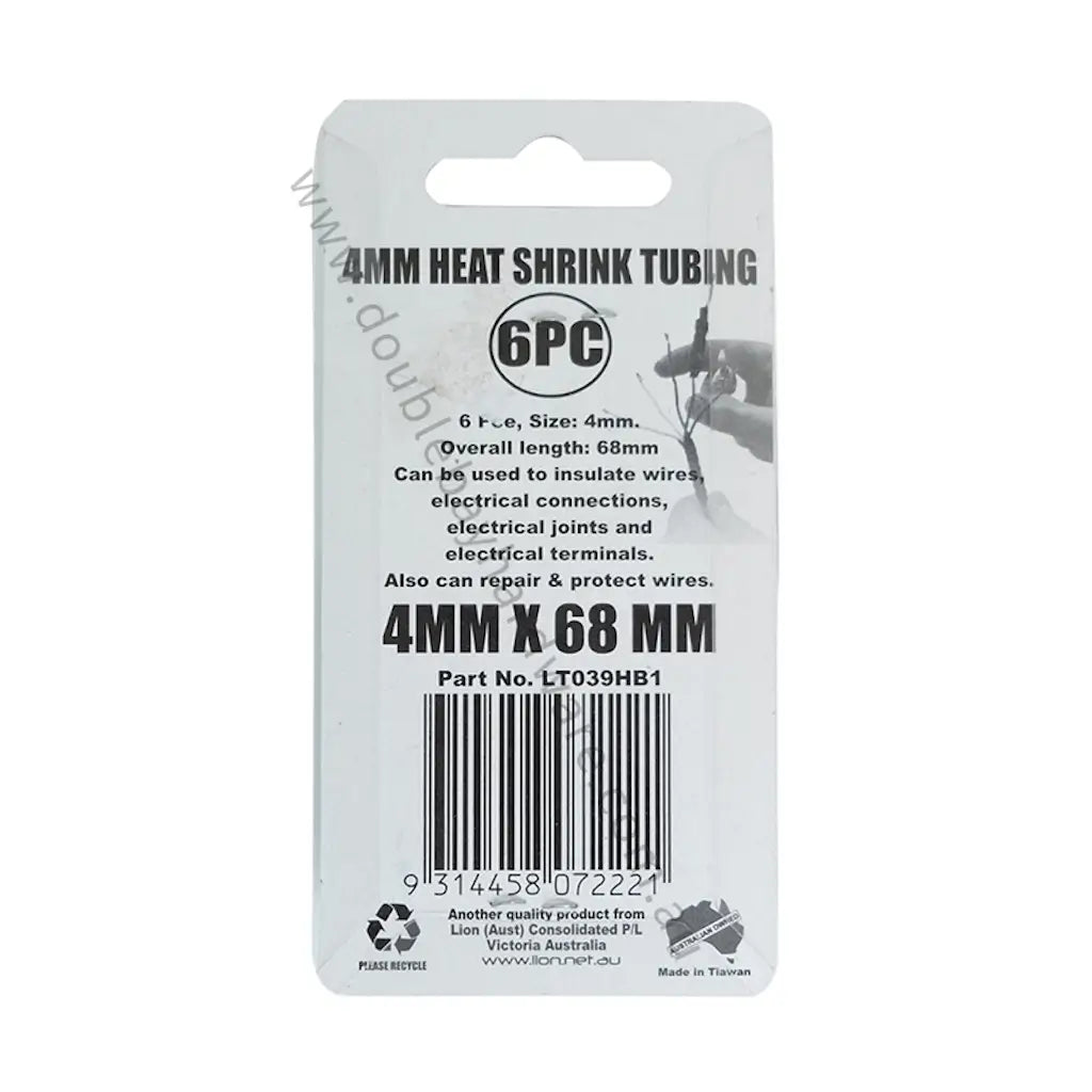 Packaging of 4mm heat shrink tubing with product details on a white background