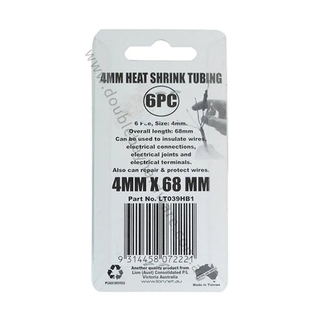 Packaging of 4mm heat shrink tubing with product details on a white background