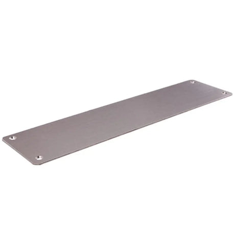 Rectangular metal plate with holes on a white background