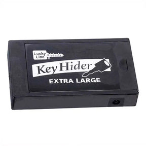 Black key holder labeled 'Key Hider Extra Large' by Lucky Line Products on a white background