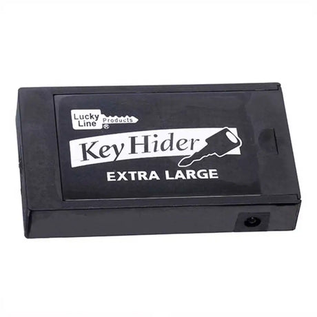 Black key holder labeled 'Key Hider Extra Large' by Lucky Line Products on a white background