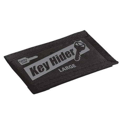 Black key holder with 'Key Hider' branding on a white background