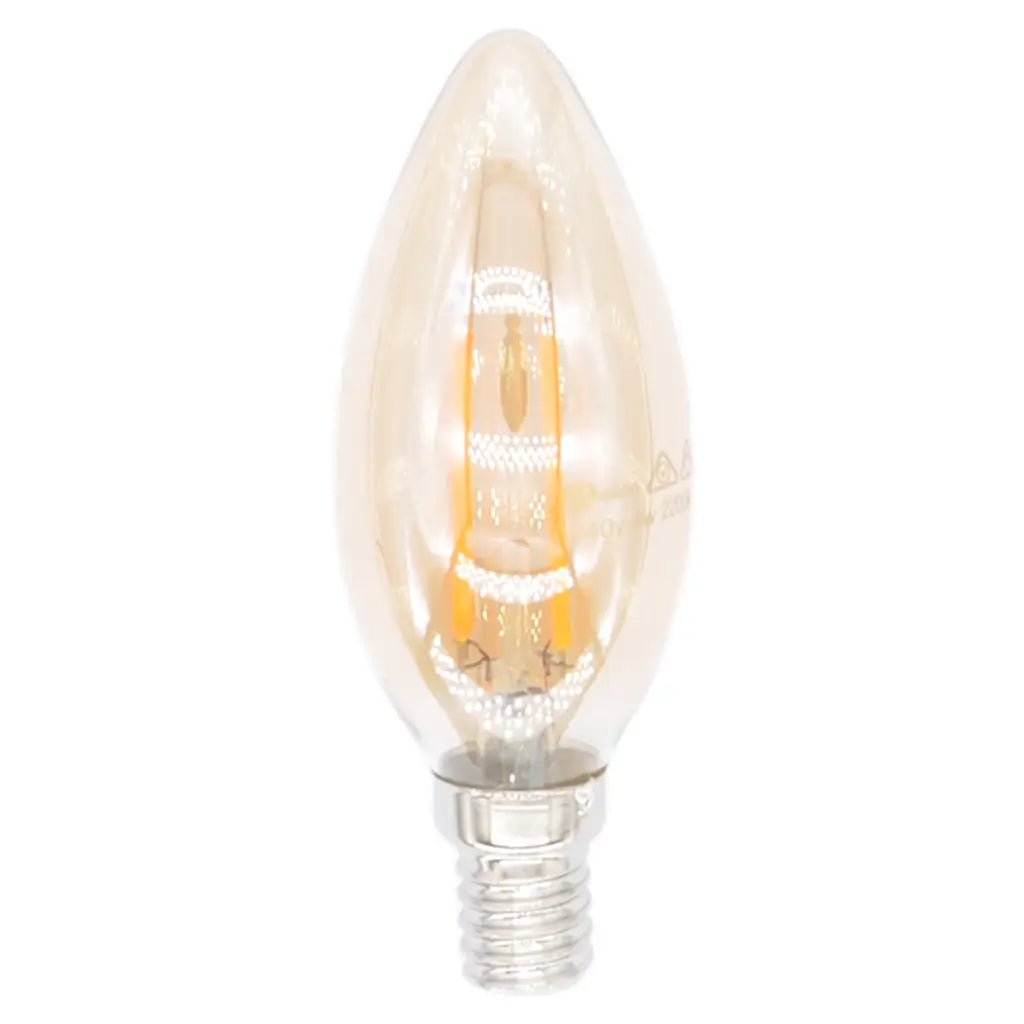 amber LED light bulb on a white background