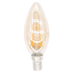 amber LED light bulb on a white background