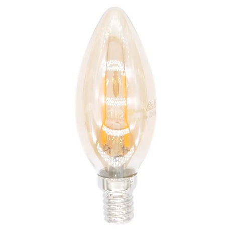 amber LED light bulb on a white background