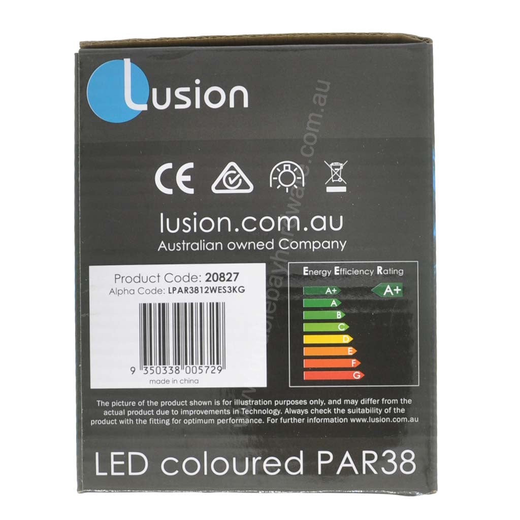 LUSION Colour PAR38 LED Light Bulb E27 240V 12W Green 20827