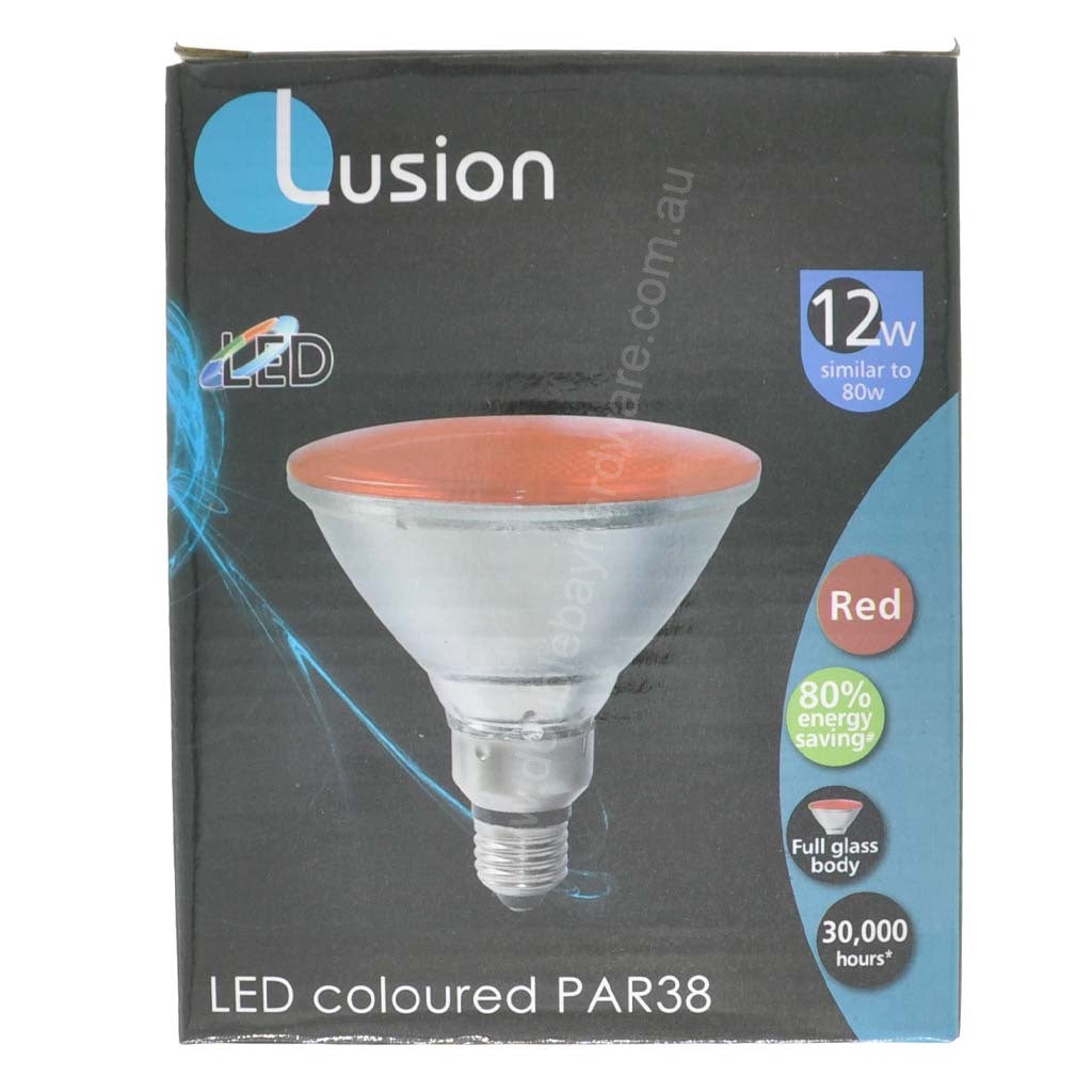 LUSION Colour PAR38 LED Light Bulb E27 240V 12W Red 20825