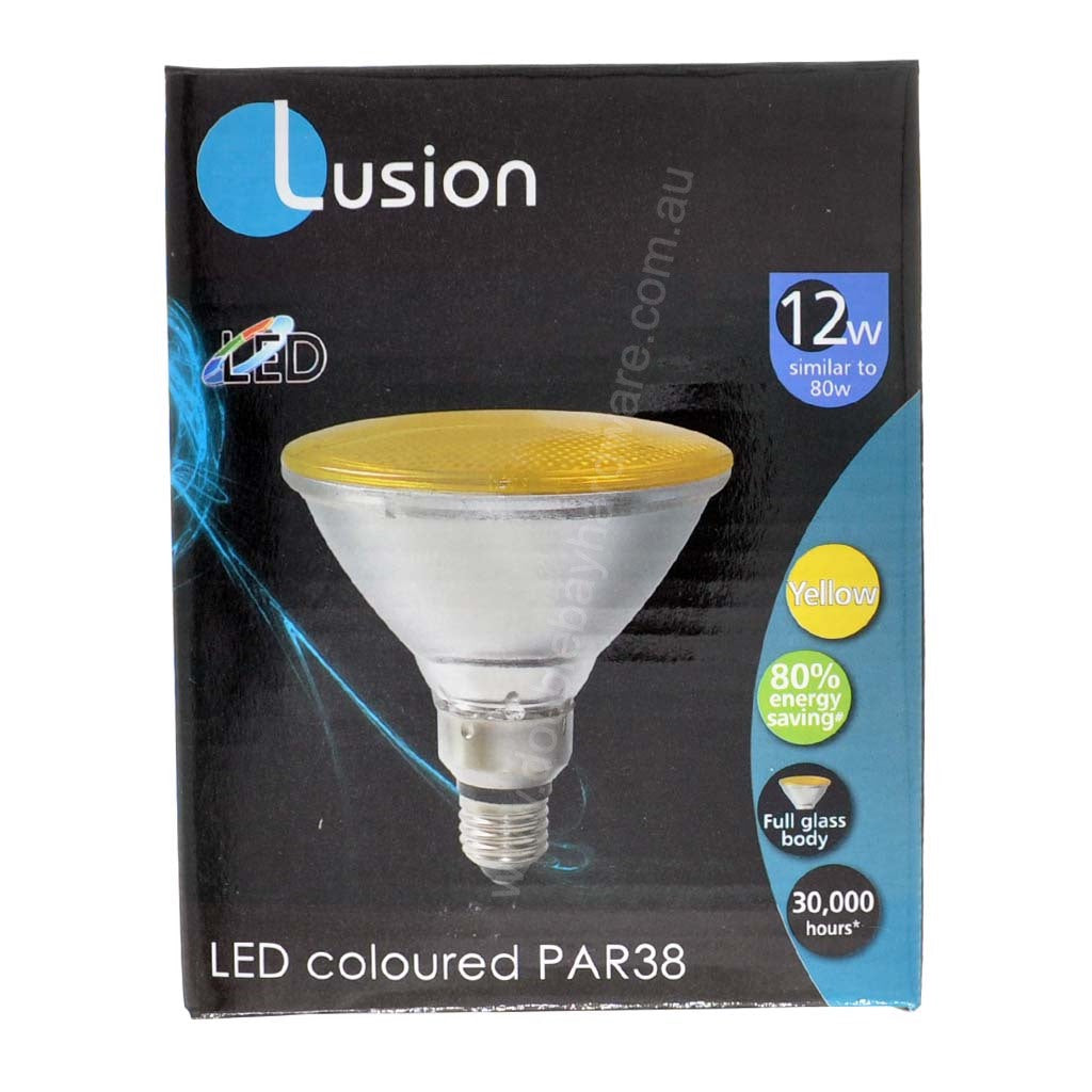 LUSION Colour PAR38 LED Light Bulb E27 240V 12W Yellow 20828