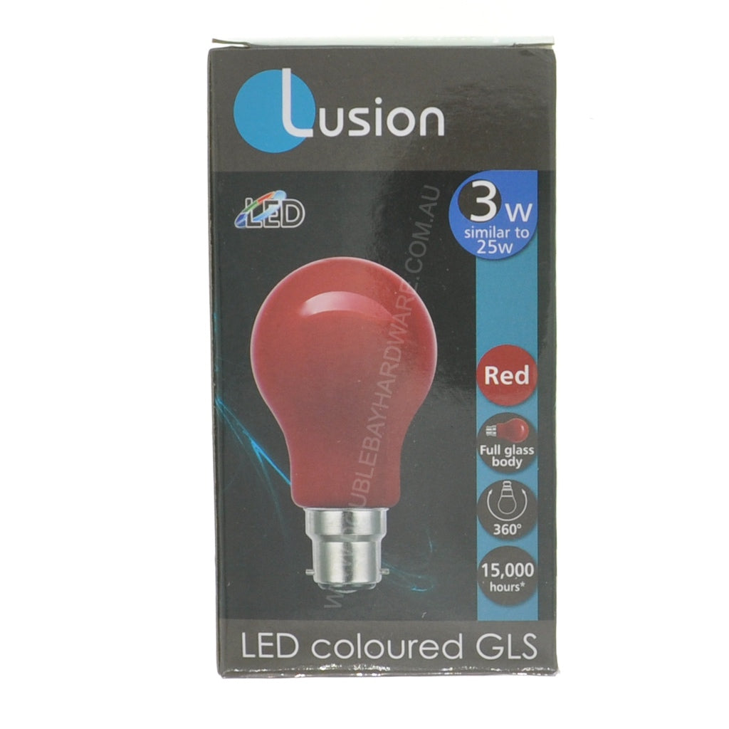 LUSION GLS Coloured LED Light Bulb B22 240V 3W Red 20705