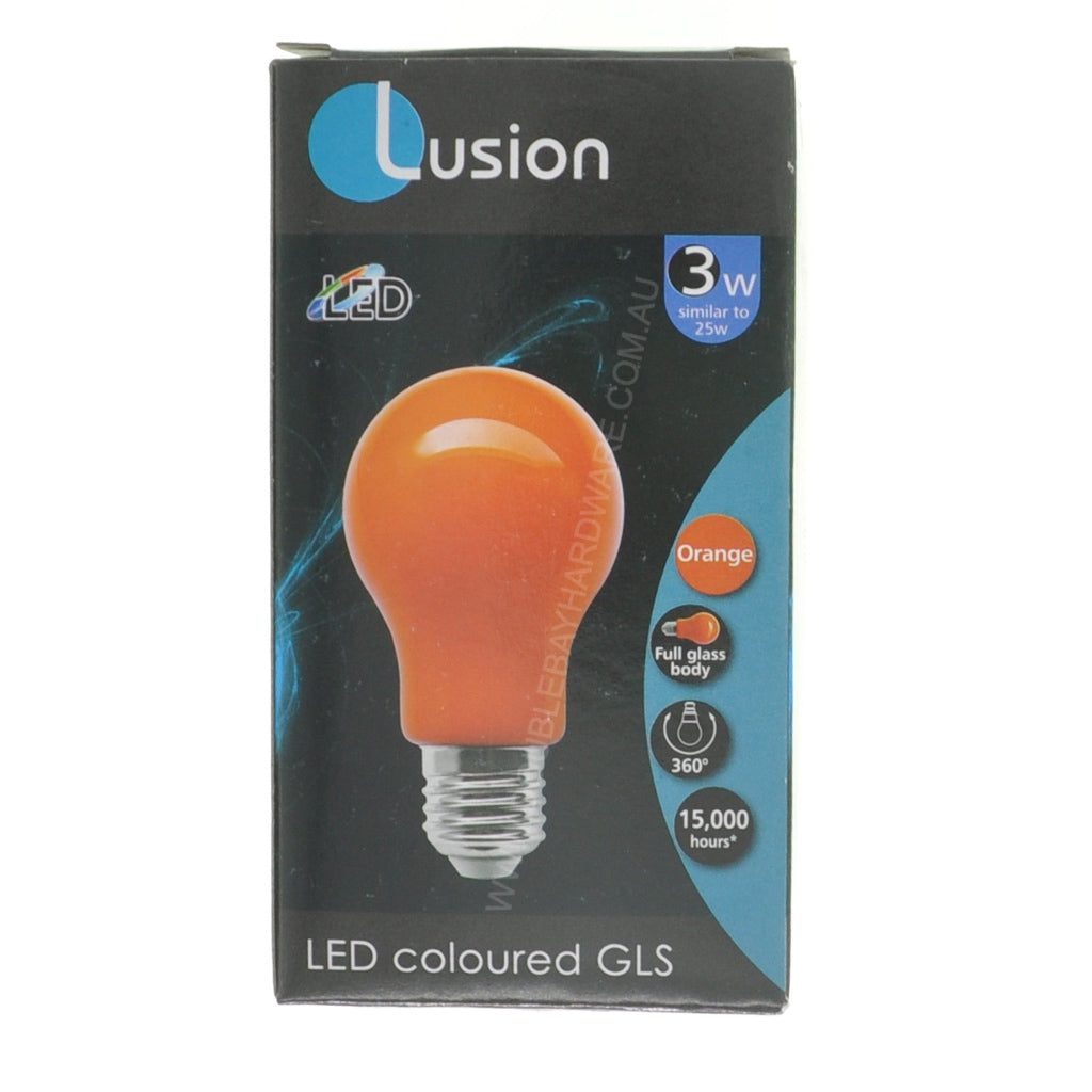 LUSION GLS Coloured LED Light Bulb E27 240V 3W Orange 20703