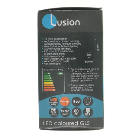 Lusion LED colored GLS packaging on a white background