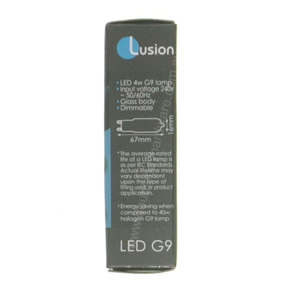 LUSION Bi-Pin LED Light Bulb G9 240V 4W C/DL Clear 20178