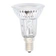 Clear halogen light bulb on a white background