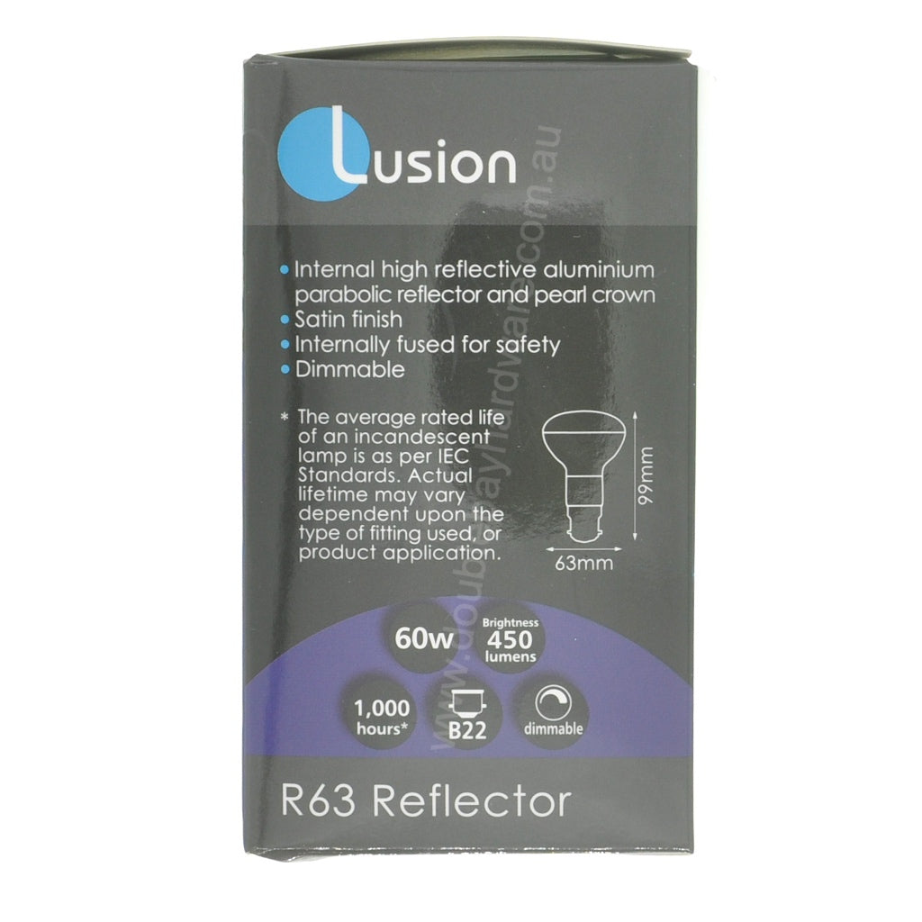 LUSION R63 Reflector Incandescent Light Bulb B22 240V 60W 30709