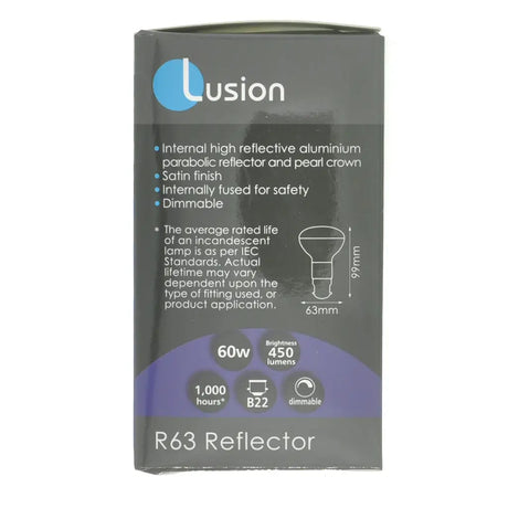 Lusion R63 Reflector packaging with product details on a white background