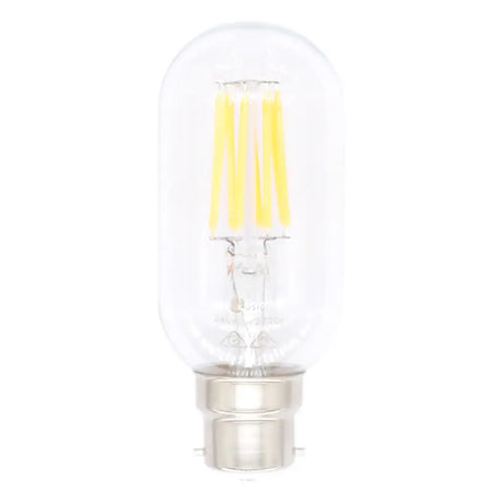 Clear LED light bulb on a white background