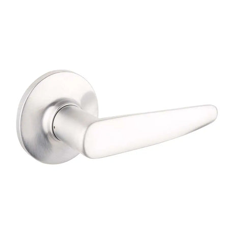 Silver door handle on a white background