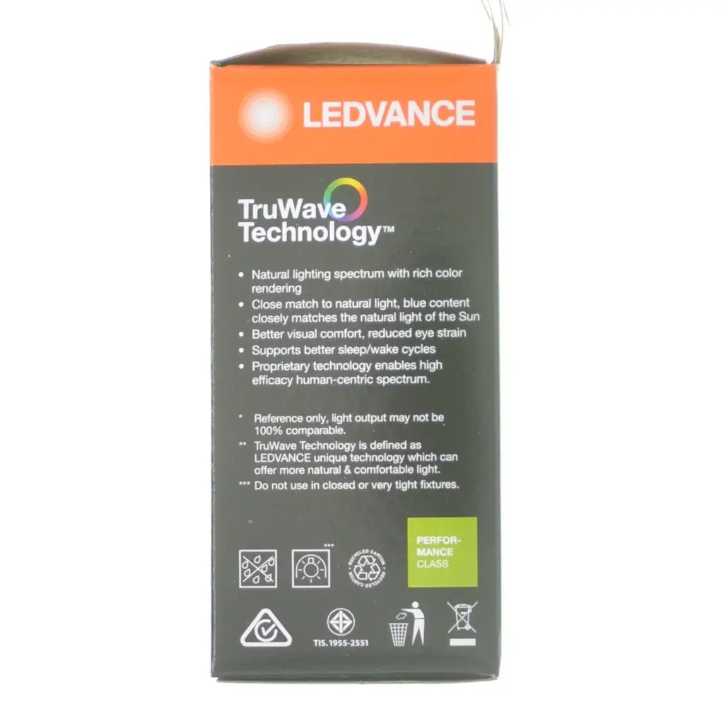 LEDVANCE packaging with TruWave Technology description on a white background