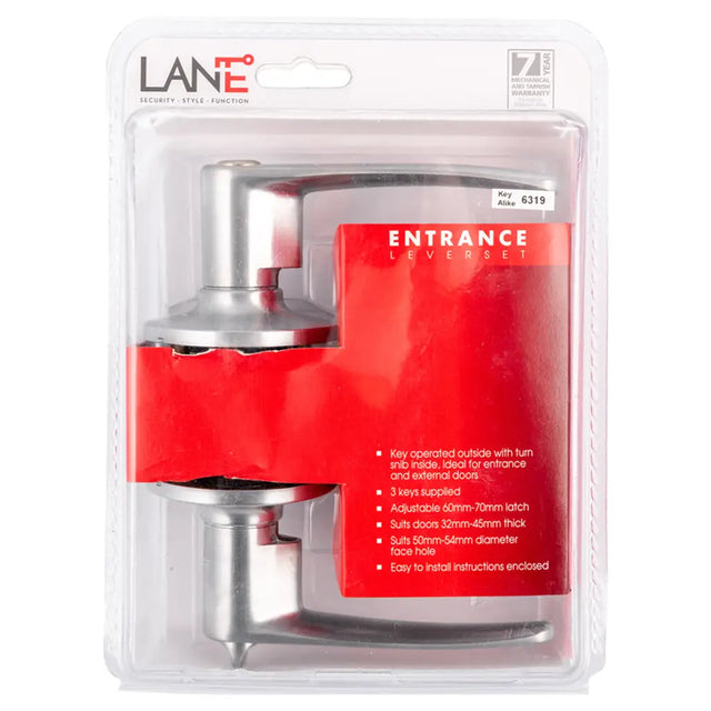 Key operated door handle with packaging displaying 'LANE' brand on a white background