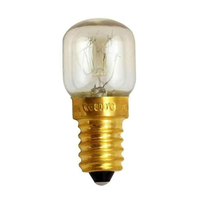 Vintage light bulb with gold base on a white background