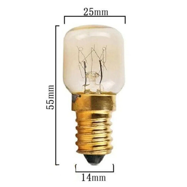 Light bulb with dimensions labeled on a white background