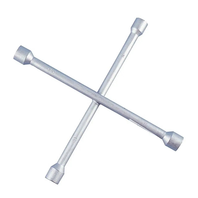 Two crossed metal wrenches on a white background