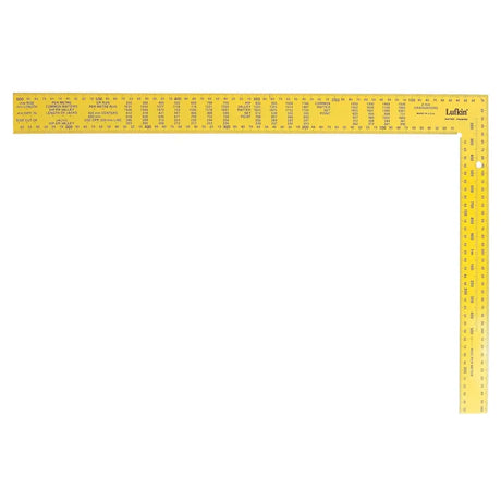 Yellow L-shaped ruler on a white background