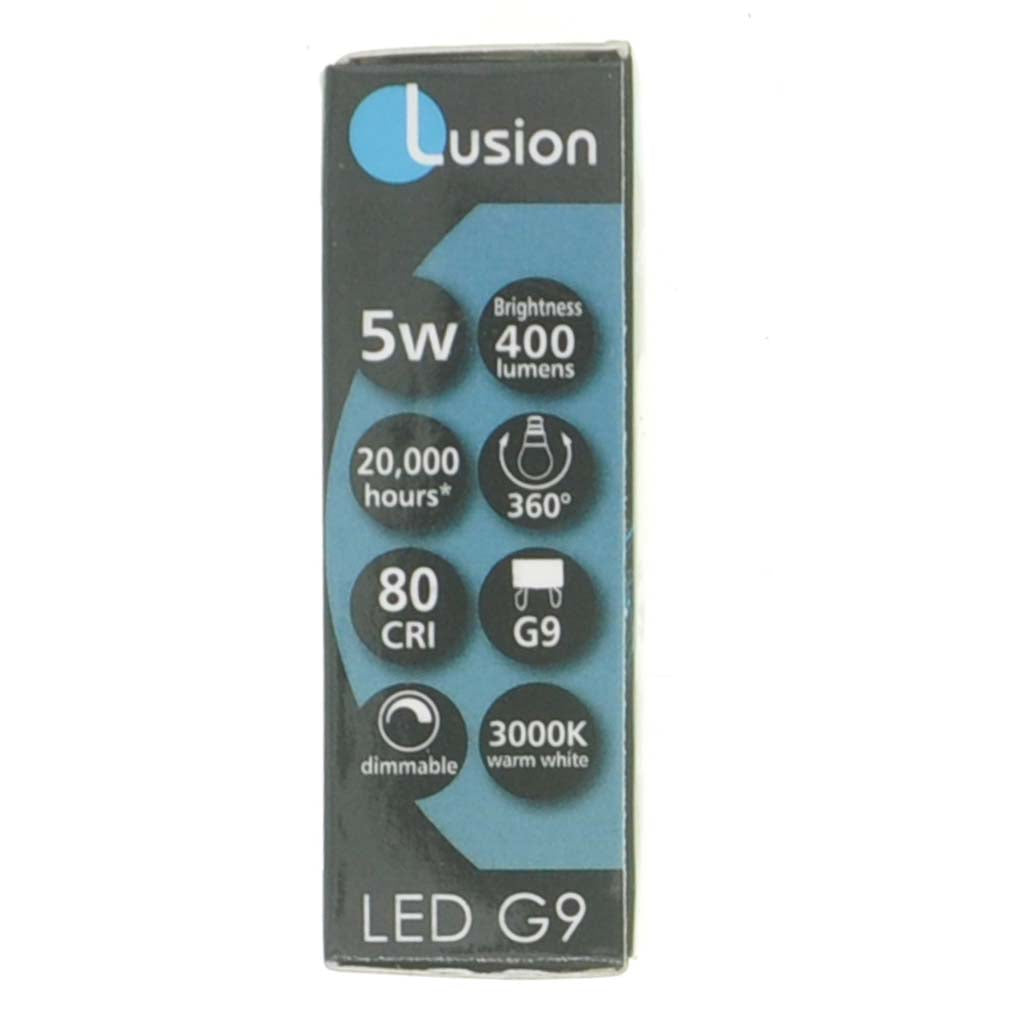 Lusion Bi-Pin LED Light Bulb G9 240V 5W W/W Clear 20180