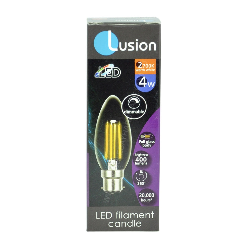 Lusion Candle Filament LED Light Bulb B22 240V 4W W/W 20242