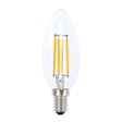 LED light bulb with clear glass cover on a white background