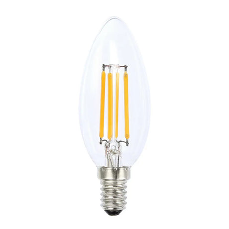 LED light bulb with clear glass cover on a white background