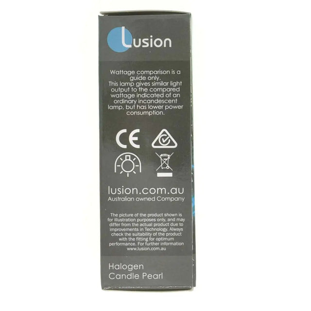 Lusion product packaging with text and symbols on a white background