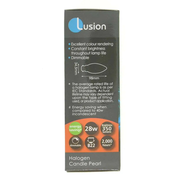 Lusion halogen candle pearl packaging on a white background