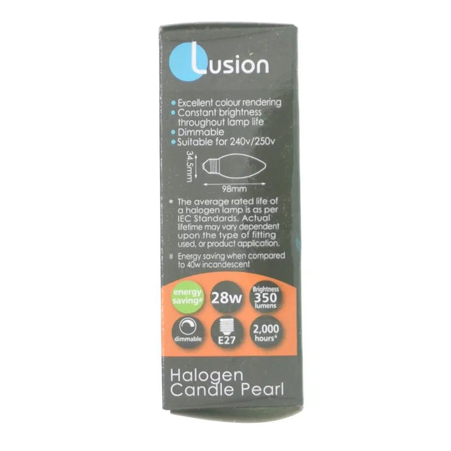 Lusion halogen candle pearl packaging on a white background