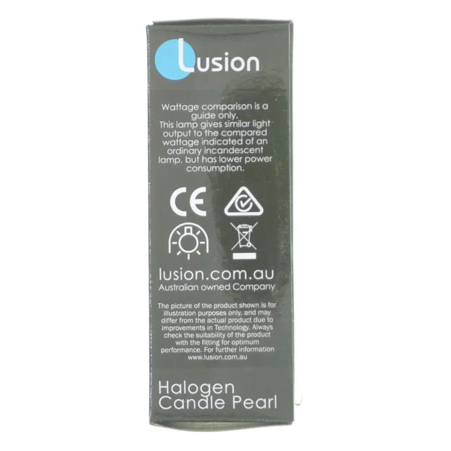 Lusion product packaging with text and symbols on a white background