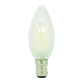 Candle-shaped light bulb on a white background