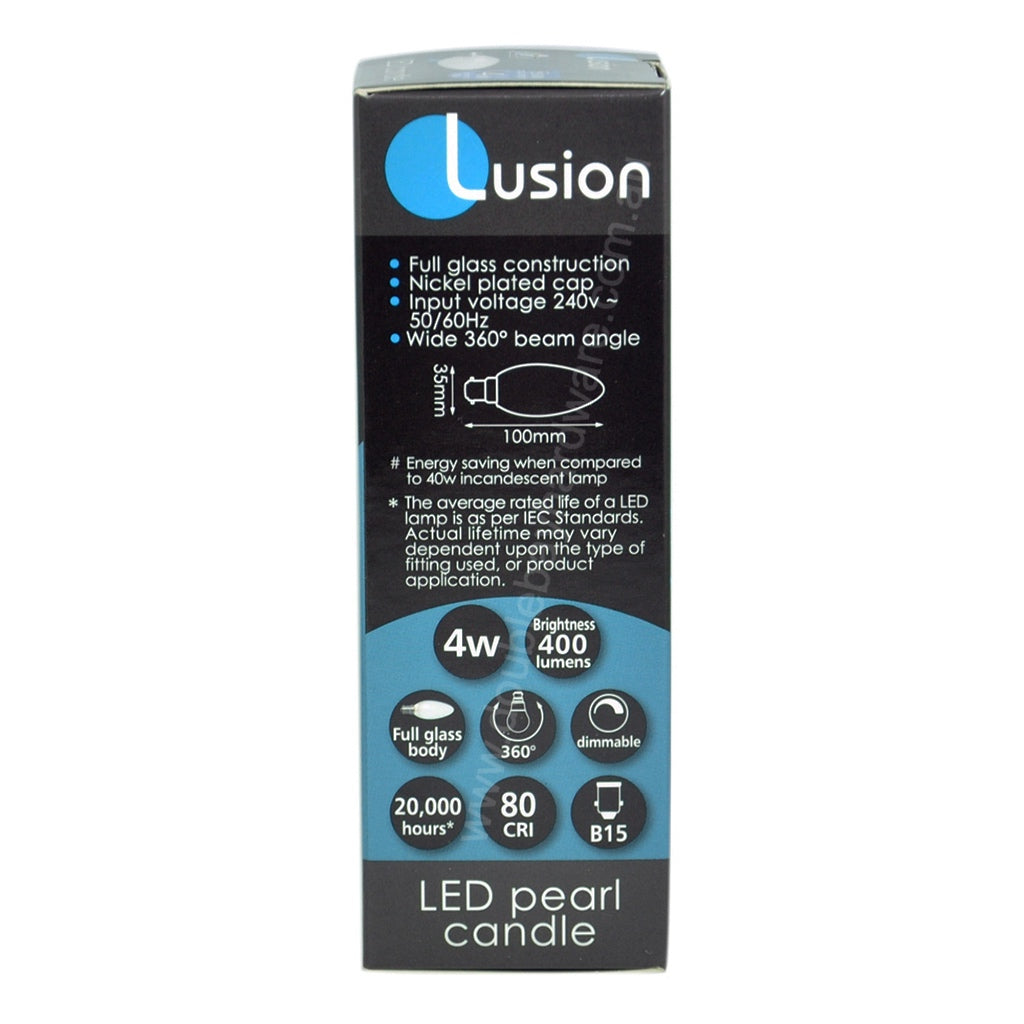 Lusion Candle LED Light Bulb B15 240V 4W Opal C/DL 20273
