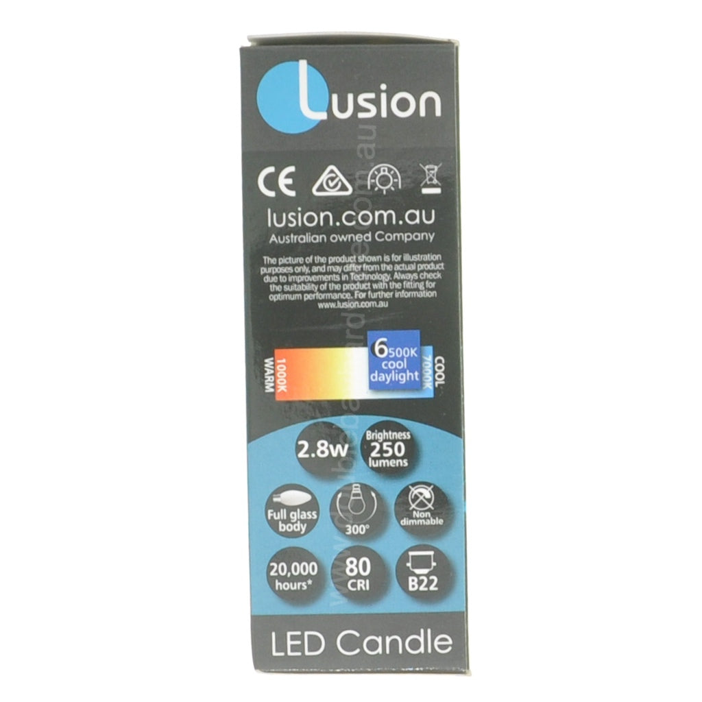 Lusion Candle LED Light Bulb B22 240V 2.8W Pearl C/DL 20215