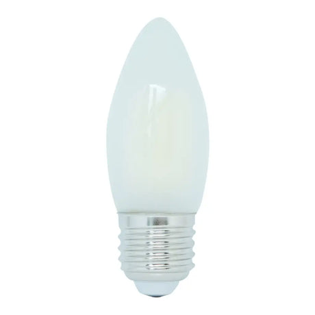White LED candle light bulb on a white background