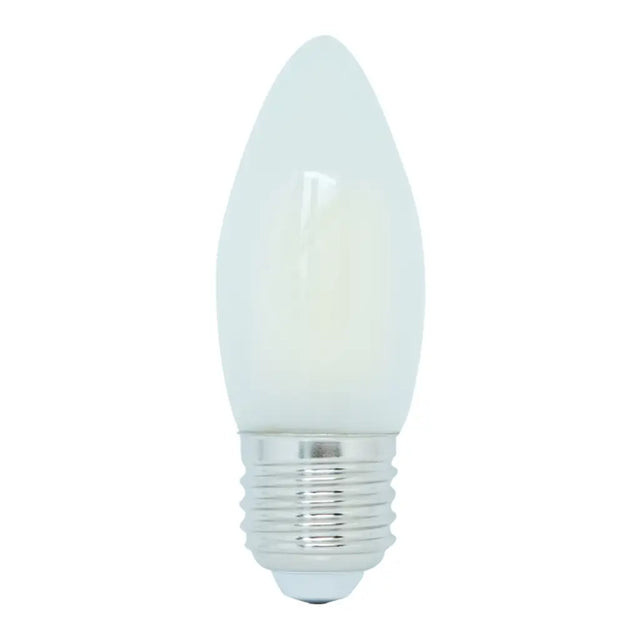 White LED candle light bulb on a white background