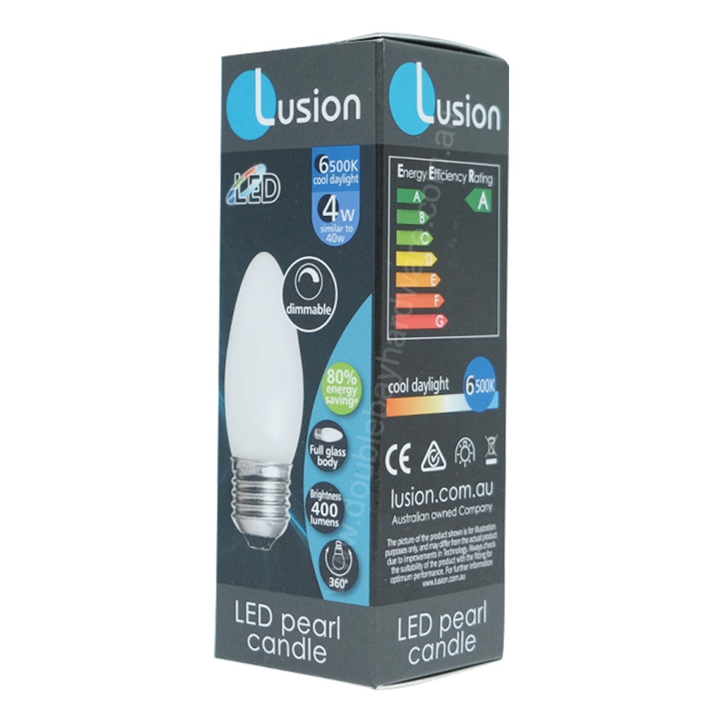 Lusion Candle LED Light Bulb E27 240V 4W Pearl C/DL 20271