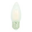 Candle-shaped LED light bulb on a white background