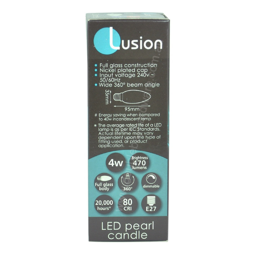Lusion Candle LED Light Bulb E27 240V 4W Pearl W/W 20256