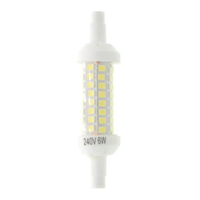 LED light bulb with 240V and 6W rating on a white background