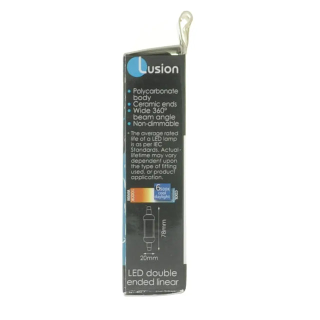 Lusion LED double ended linear packaging on a white background