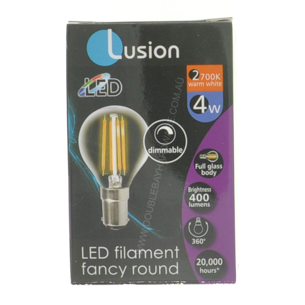 Lusion Fancy Round Filament LED Light Bulb B15 240V 4W W/W 20233